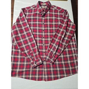 LL Bean Shirt Men's‎ Size XXL TALL Red Plaid Button Down Long Sleeve